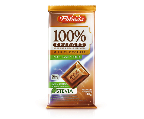Piena šokolāde bez cukura ar saldinātājiem "Charged" 36% kakao